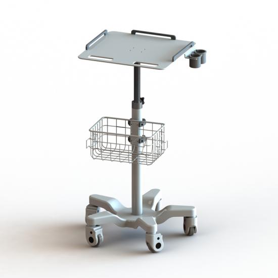 Height adjustable ECG trolley with scanner hanging cup