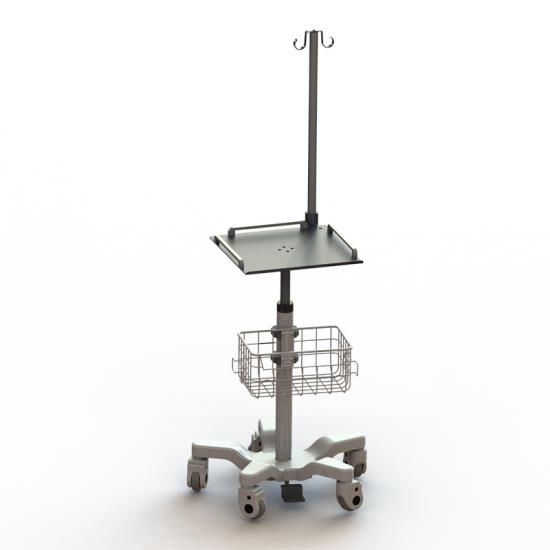 Pneumatic height adjustmentECG trolley with infusion stand