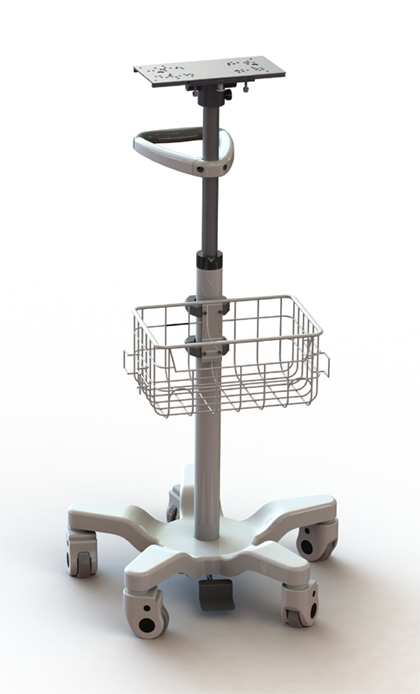 Pneumatic height adjustment universal monitor trolley cart