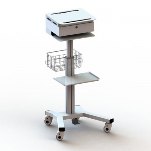 Height Adjustable Mobile Computer Cart With 4 Caster Wheels