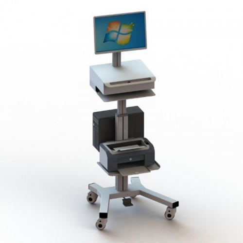 Height Adjustable Medical Computer cart with drawer