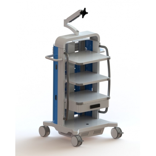 Aluminium Alloy Medical computer trolley With Drawer
