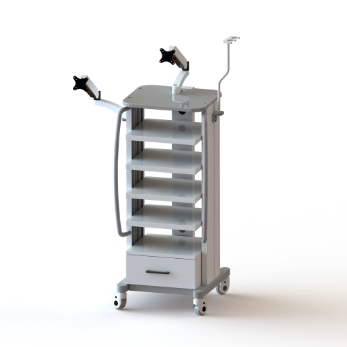 Endoscope Medical Trolley with two VESA Robotic Arms