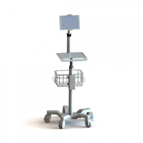 Height adjustable ventilator trolley with iPad stand